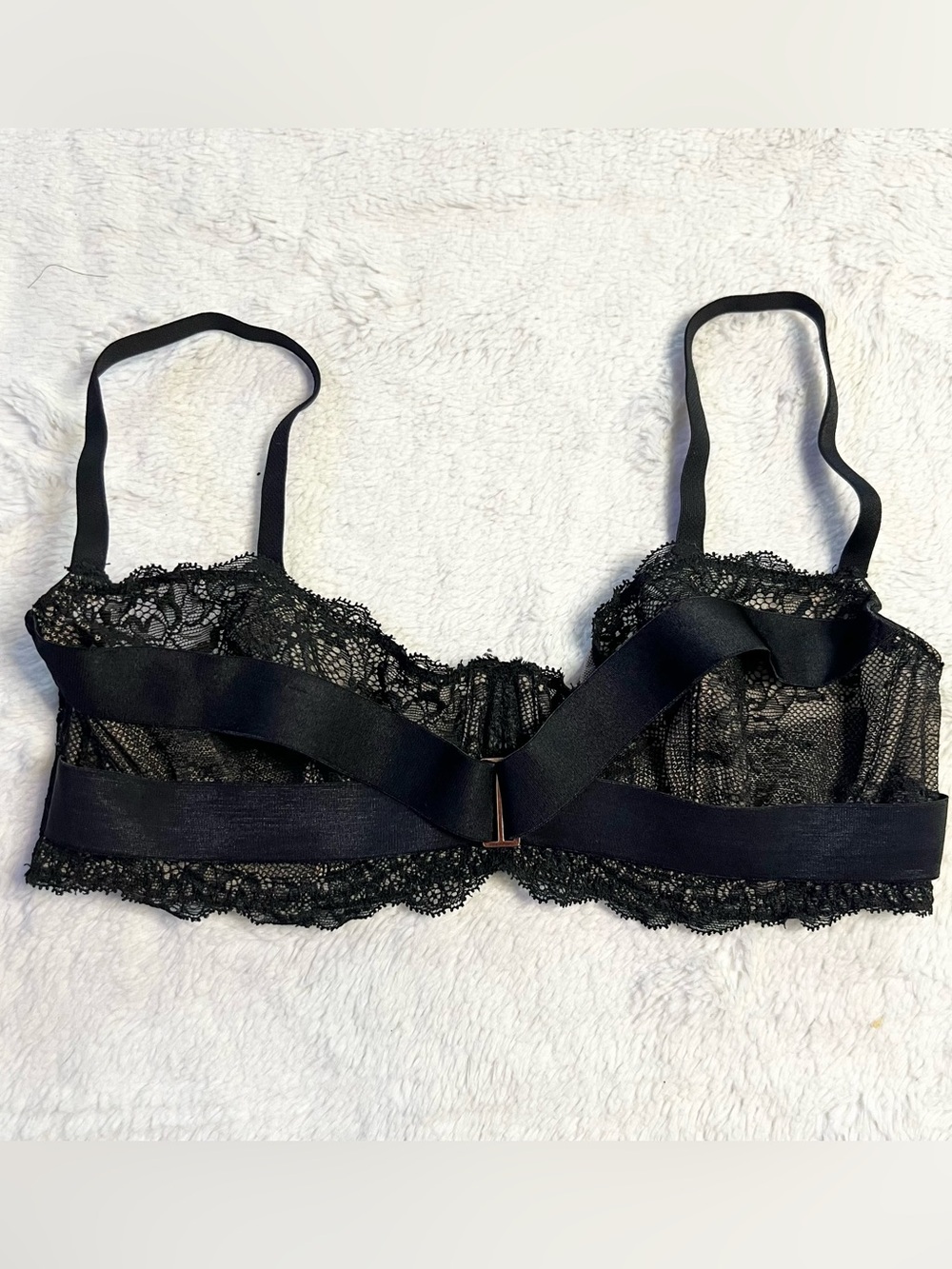 Adore Me Black Lace Demi Bra with Sexy Strap Detail Underwire Size 32D